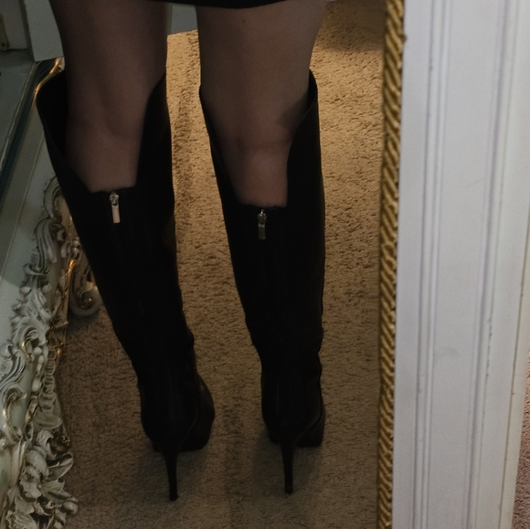 Aldo Thardossi Black Over the Knee Genuine Leather Boots worn once 8.5 - Picture 3 of 11
